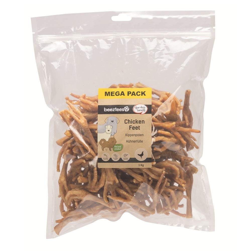 Beeztees Kippenpoten 1000 gram natuurlijke kauwsnack voor honden
