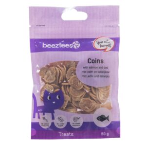Beeztees Kattensnack Coins Zalm en Kabeljauw 50 gram