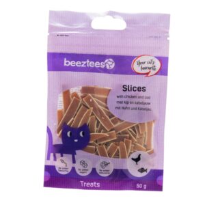 Beeztees Kattensnack Slices Kip en Kabeljauw 50 gram