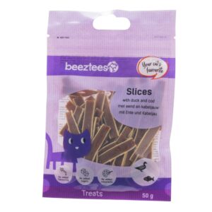 Beeztees Kattensnack Slices Eend en Kabeljauw 50 gram