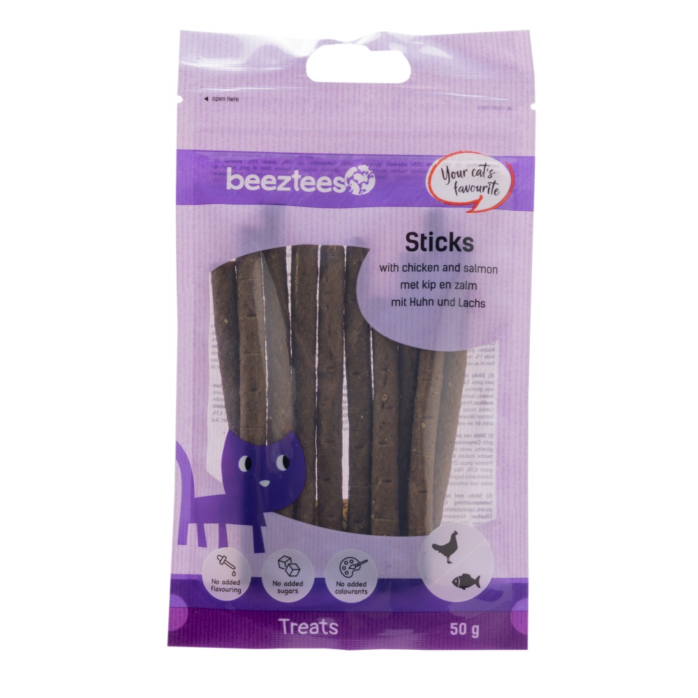 Beeztees Kattensnack Sticks Kip en Zalm 50 gram