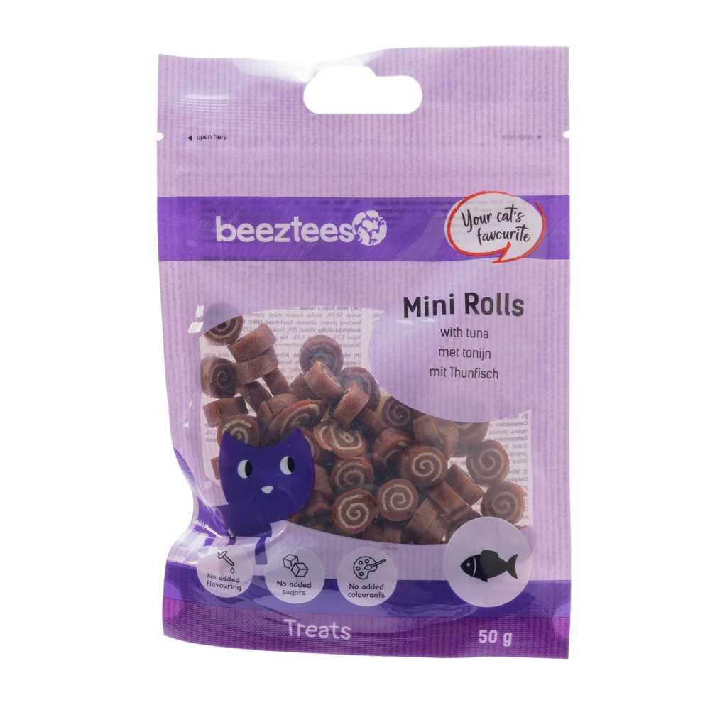 Beeztees Kattensnack Mini Rolls Tonijn 50 gram