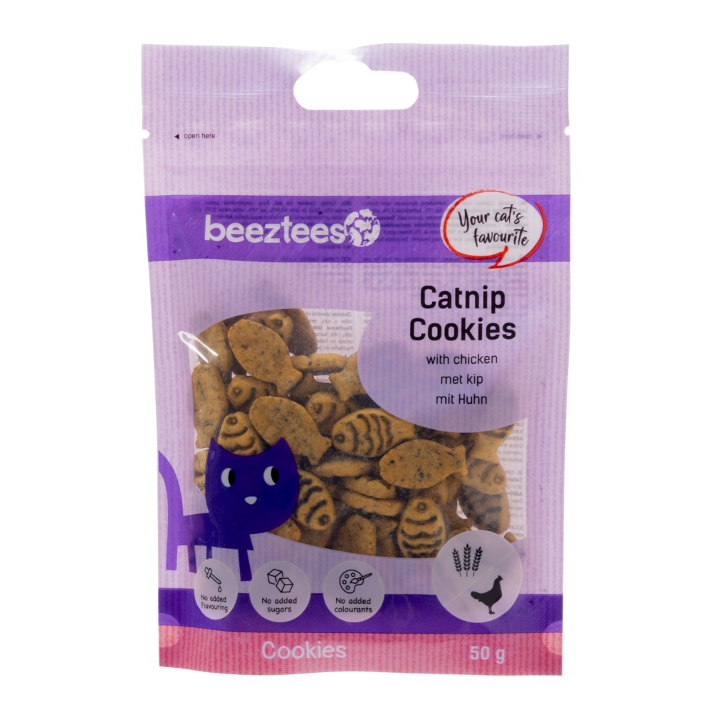 Beeztees Catnip Cookies Kip 50 gram kattensnack met kattenkruid