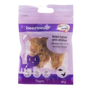 Beeztees Kattensnack Gedroogde Visjes met Kip 50 gram