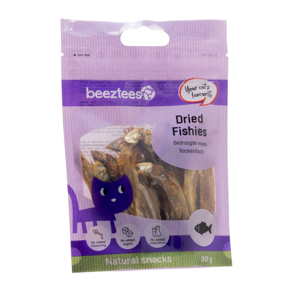 Beeztees Gedroogde Visjes 50 gram kattensnack van 100% ansjovis