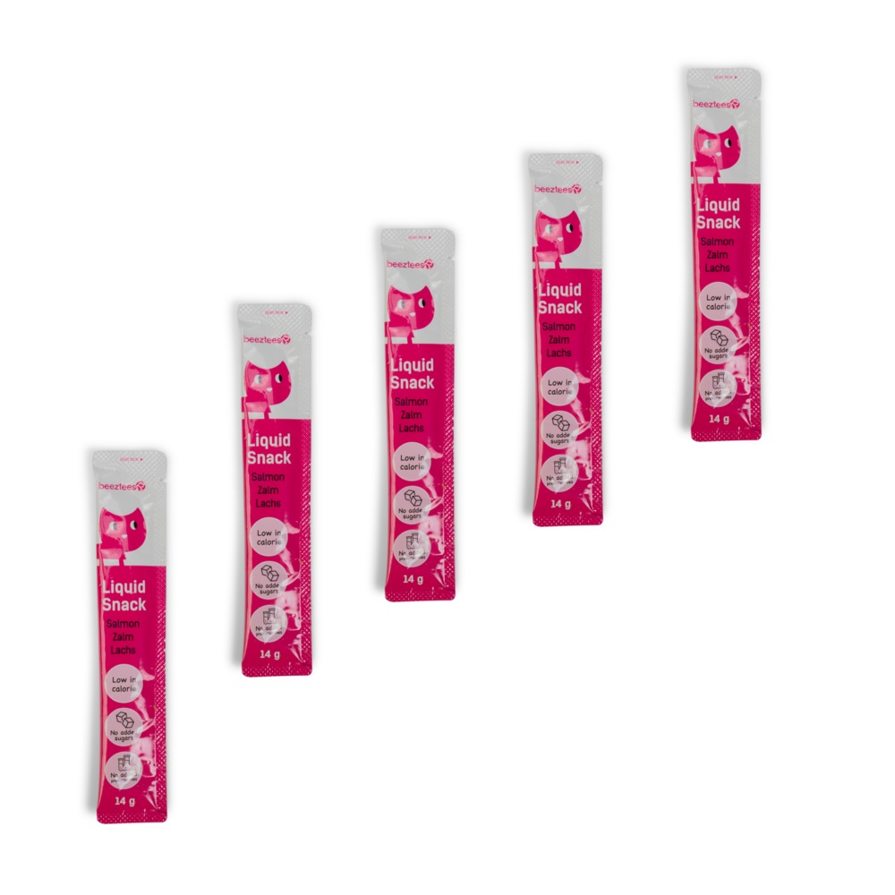 Beeztees Kattensnack Liquid Zalm 70 gram met kip zalm en garnalen