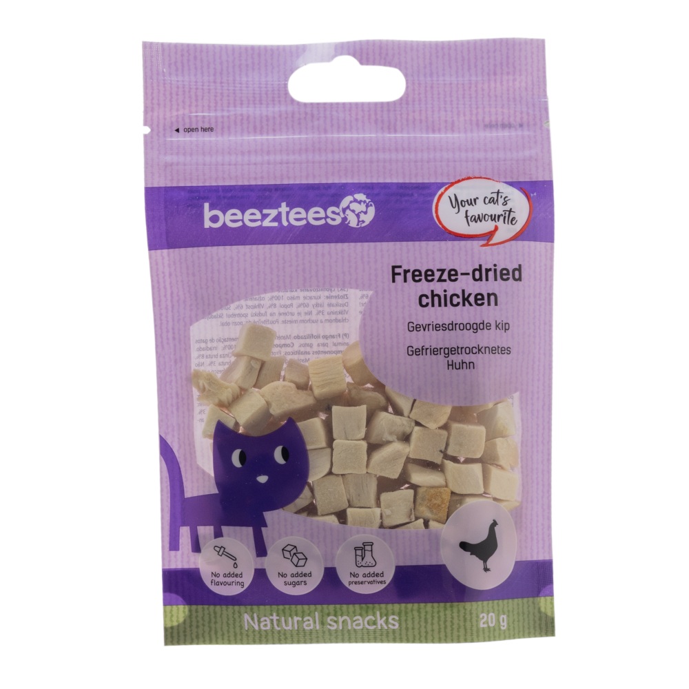 Beeztees Gevriesdroogde Kip 20 gram natuurlijke kattensnack van 100% kip