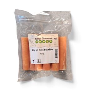 Kip en rijst staafjes 100 gram hondensnacks