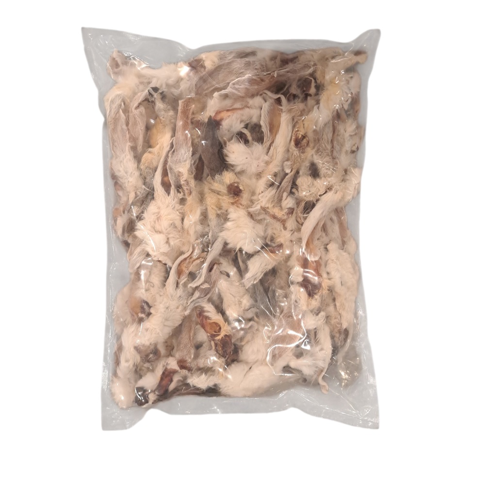 Grote voordeelverpakking konijnenoren met haar 1 kg voor honden
