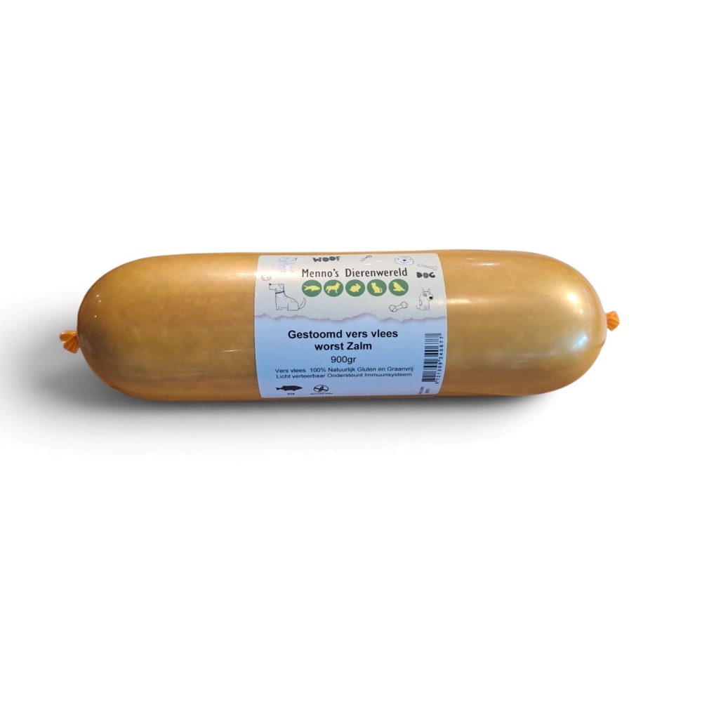 Gestoomd vers vlees worst zalm 900 gram voor honden
